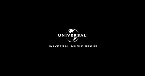 The white Universal Music Group logo, a globe above the company name, centred on a plain black background
